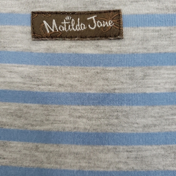 🪻BOGO🪻 MATILDA JANE Dress‎ Blue and Gray Stripes Size Med - Picture 10 of 11
